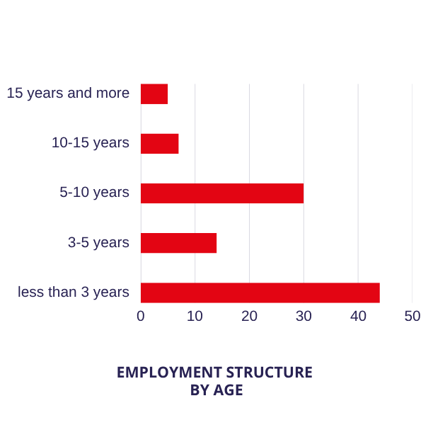 Employment structure by age 2025